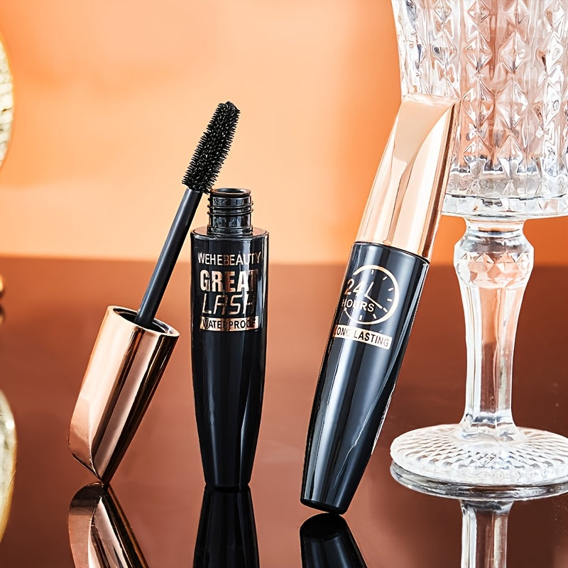 Waterproof 8D Silk Fiber Mascara - Long-Lasting, Dramatic Volume & Curling, Natural Look, Black for All Skin Types, Curl Eyelash Treatment|Precision Applicator|Long-Lasting Mascara