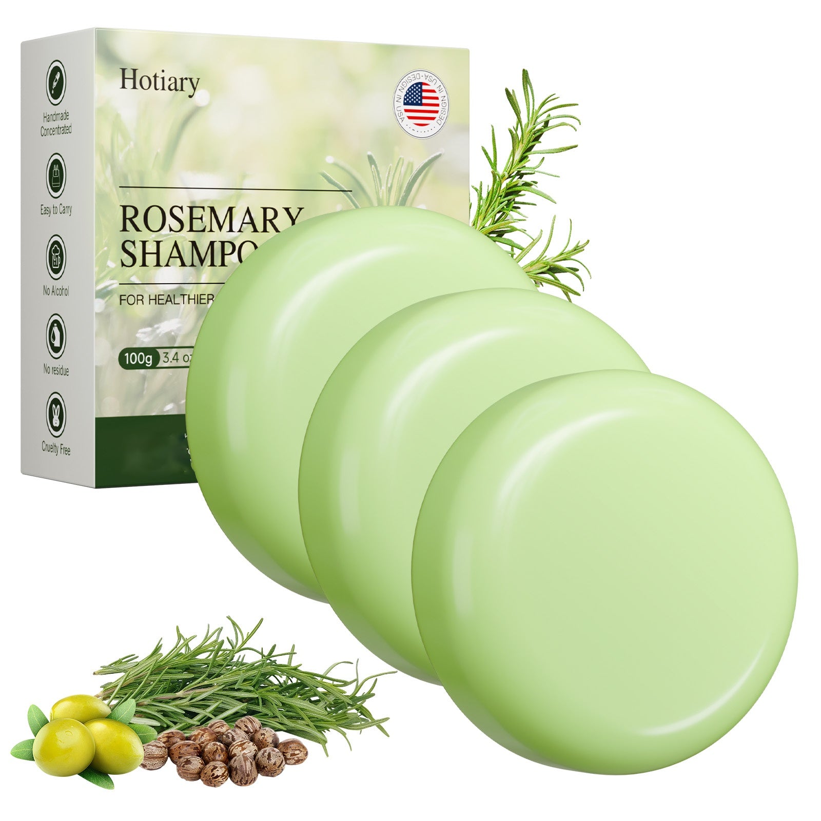 3/5pcs High-Quality Rosemary Oil Shampoo Soap