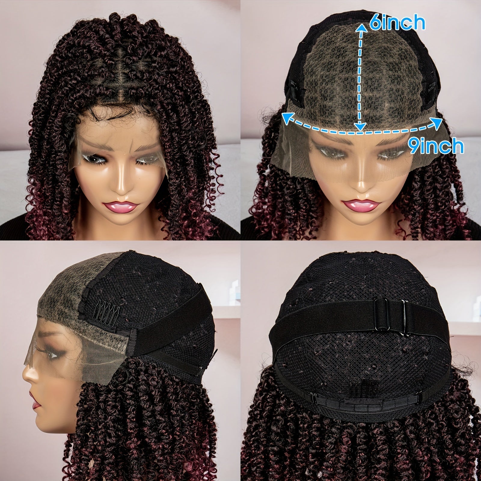 9x6 Inch 180% Density Women's Gradient Color Crochet Braids Lace Wig with Breathable Scalp Simulation, Elastic Knots, and Natural Looking High Temperature Fiber