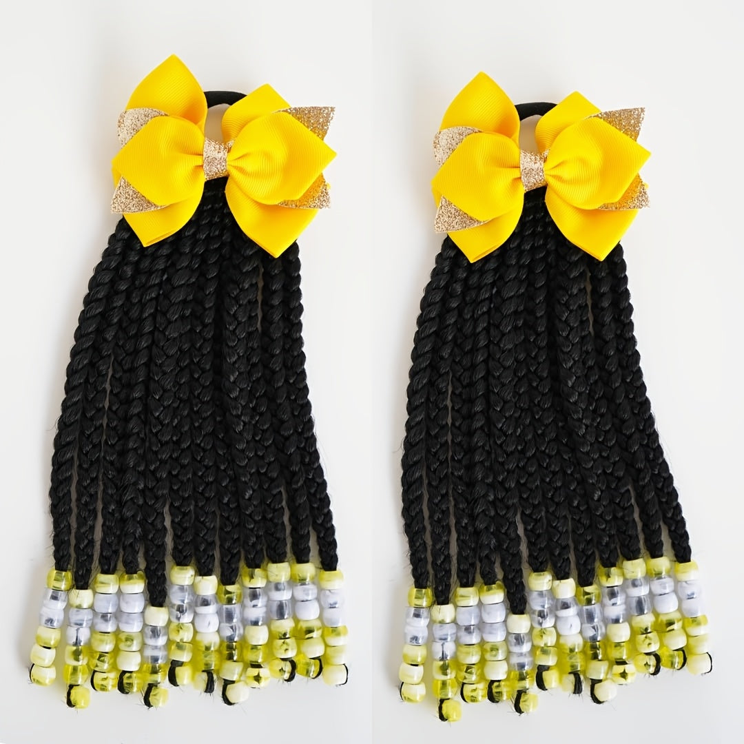 A Set Of Hair Bands With Elastic Bands, African Girl Wig With Braided Hair