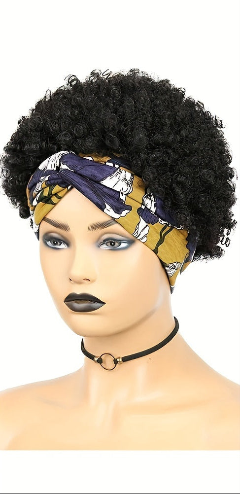 Short Afro Curly Headband Wigs for Women