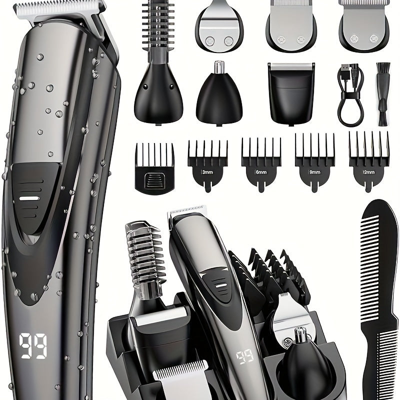 SHPAVVER, 17-Pc Set Rechargeable Hair Clippers Kit With Safety Lock