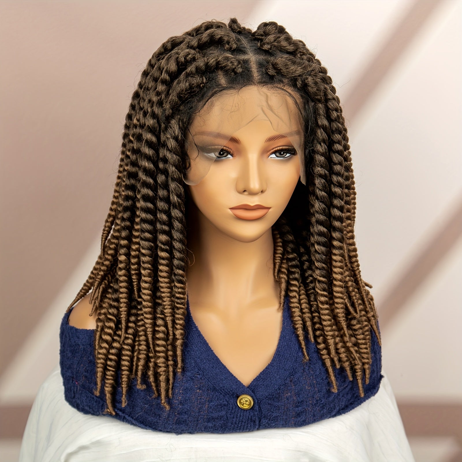 [Fantastic Hair Elegant Wig] Halloween Synthetic Braided Wig - Fantastic Hair Elegant Full Lace Wig With Braids Knotless Box Twist - High Temperature Fiber, Adult, Fashionable Christmas Present