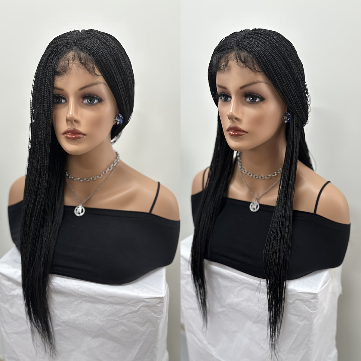 22-inch Women's 4X4 Lace Front Twist Braided Wig, Ri Fiber Synthetic Hair, Basic Style, Versatile Lace Area, All-Purpose Wig