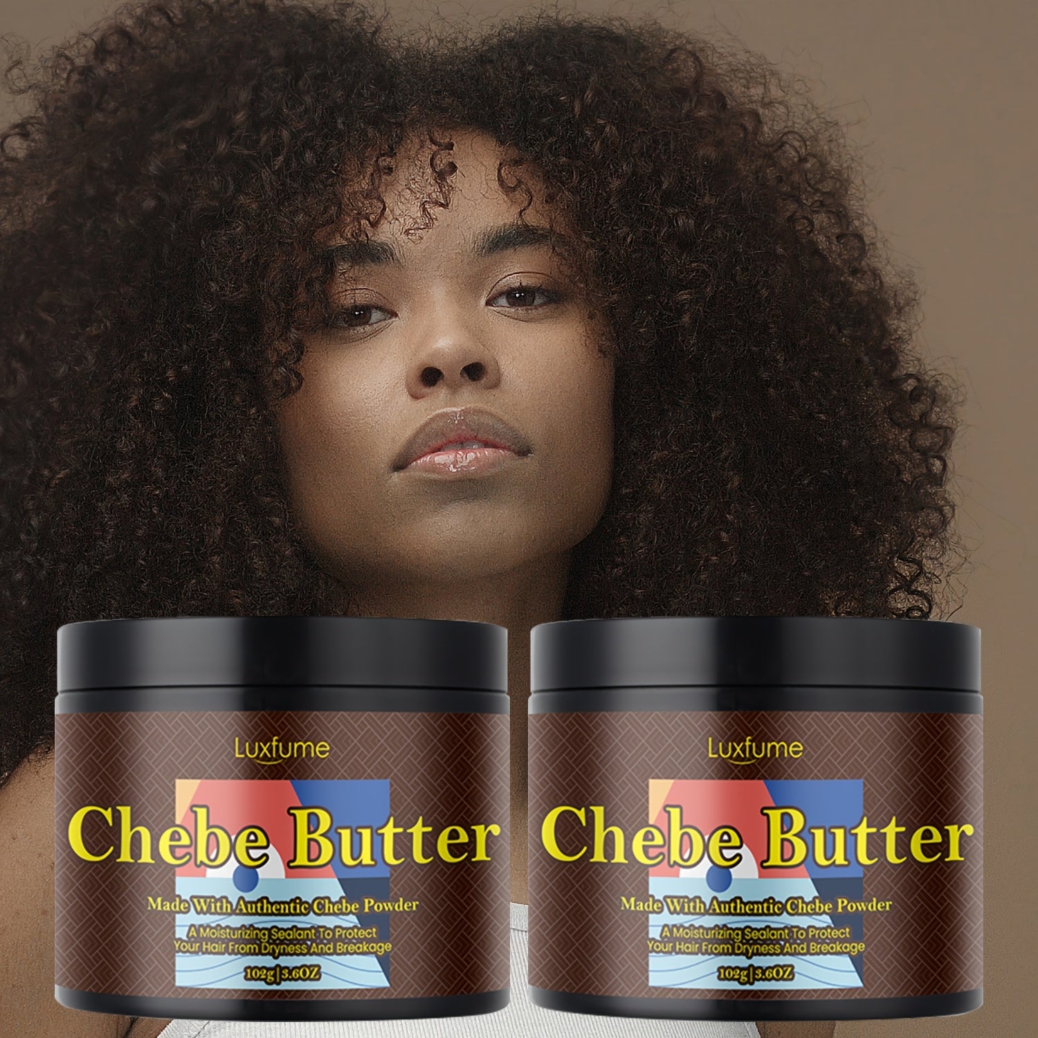 2pcs LuxeChebe Butter Hair Mask - Natural Ingredients for Deep Moisturization, Strengthens & Softens - Ideal for Kinky Hair, Suitable for All Types, Cream Formula