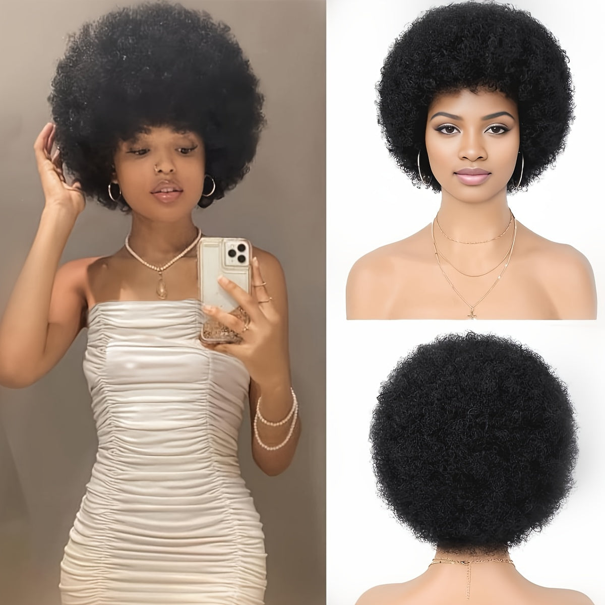 Versatile Afro Kinky Curly Wig for Women - Short, Natural-Looking Synthetic Hair with Elastic Cap, 150% Density, Ideal for Daily Wear & Special Occasions, Party Accessory|Stylish Updo Wig|Hightemperature Fiber