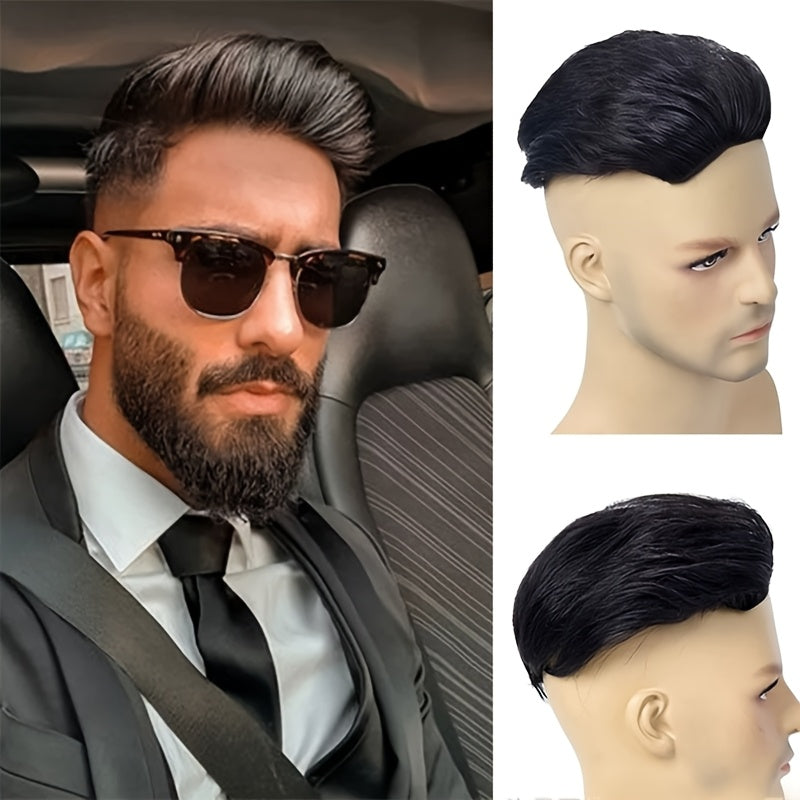 Men's Hair Wig Durable Single Layer Lace Wig Toupee Topper