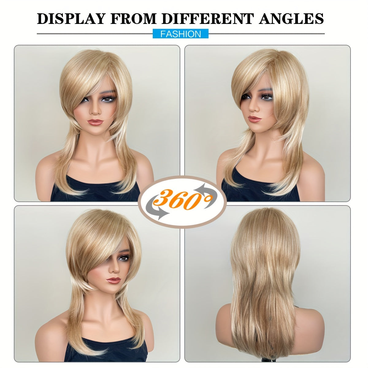 [LAI SHANG COLOR Blonde Wig] LAI SHANG COLOR Elegant Blonde Straight Wig - 150% Density, High-Temp Fiber, Rose Net Cap - Perfect for Daily Wear & Parties