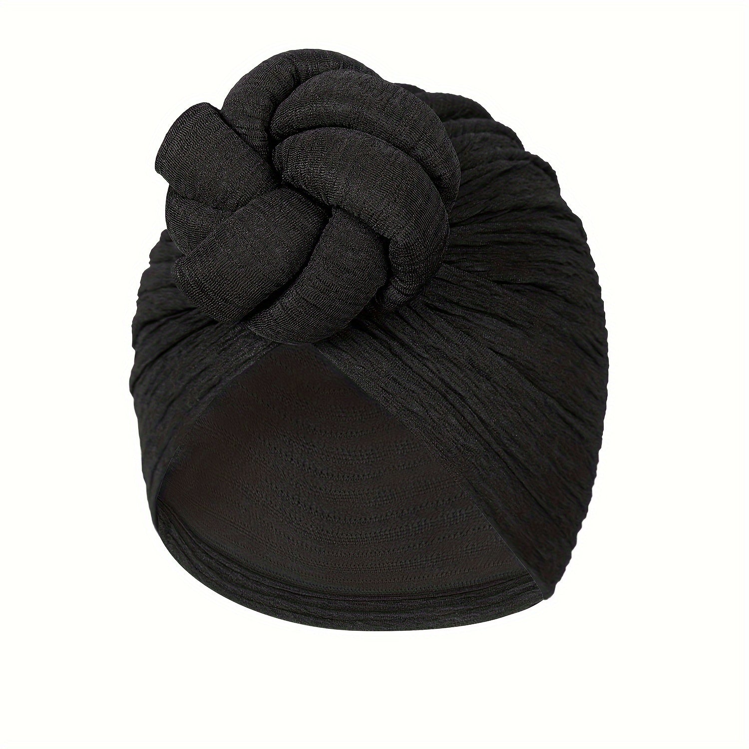 Women's Turbans Solid Color Handmade Floral Knot On The Forehead, African Fashion Chemotherapy Hat, Casual, Comfortable, Breathable, High-end Daily Headscarf Hat