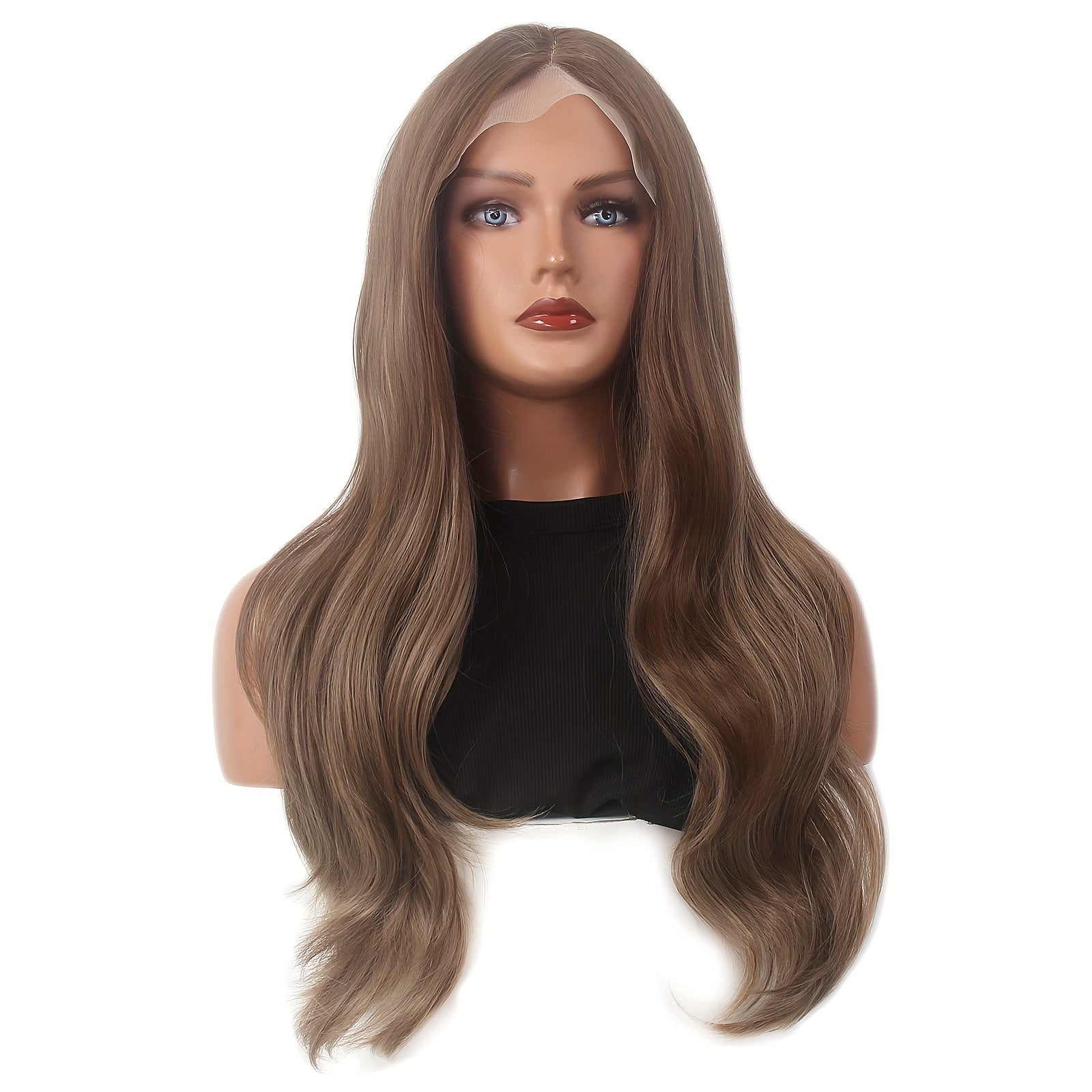 Elegant Blonde Ombre Lace Front Wig for Women - 26 inch Long Straight Synthetic Hair, T-Part Middle Part Wig, 180 Density, Versatile T-Part Lace Area, Suitable for All, Beginner Friendly