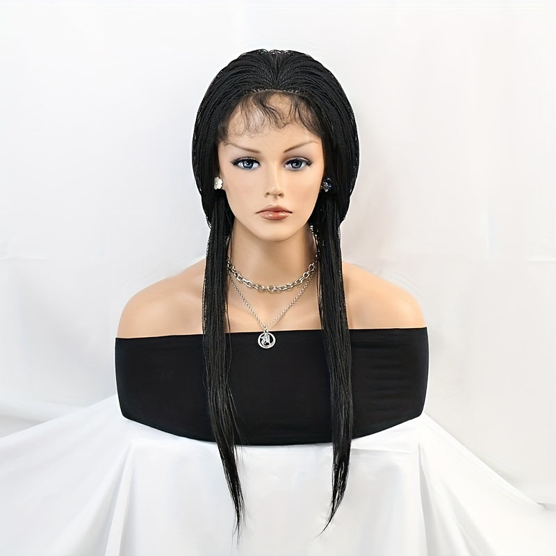 22-inch Women's 4X4 Lace Front Twist Braided Wig, Ri Fiber Synthetic Hair, Basic Style, Versatile Lace Area, All-Purpose Wig