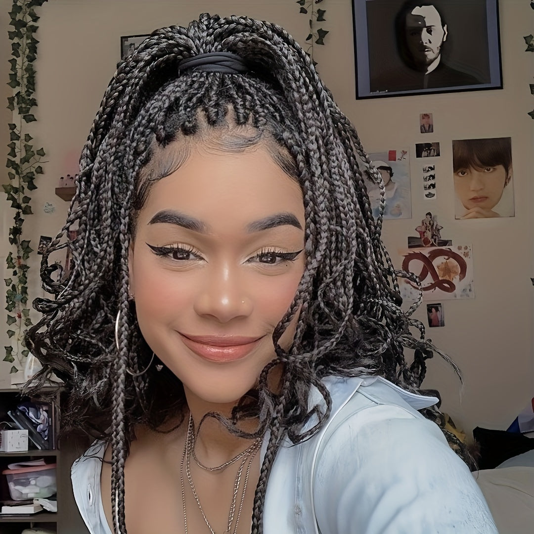 Elegant 9x6 Lace Front Braided Wig with Body Wave Ends, 200% Density, Breathable High-Temperature Synthetic Fiber, Handwoven Style for Casual Attire, Synthetic Lace Front Wig