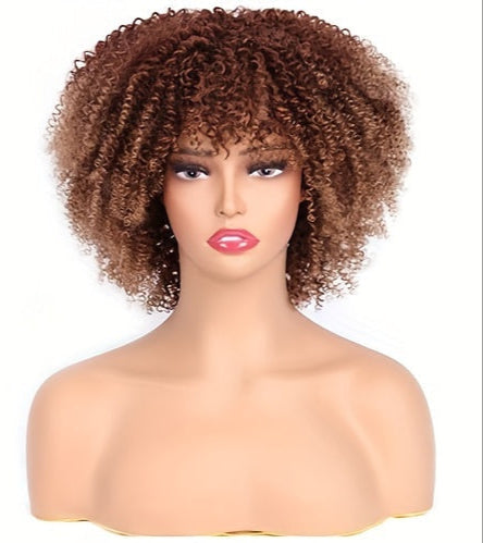 Short Curly Wig For Women 6 Inch Kinky Curly Wigs With Bangs