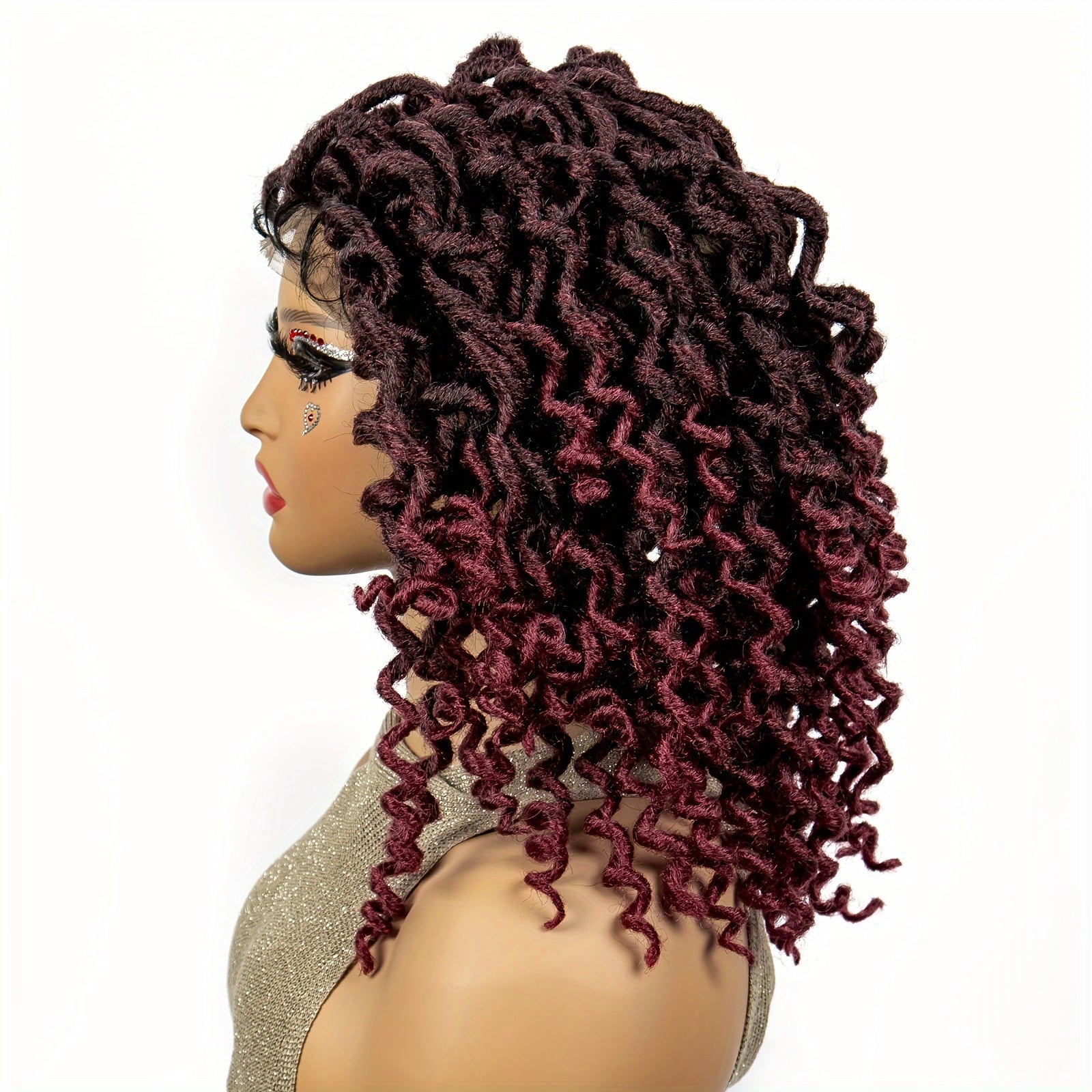 Full Lace Synthetic Wig Short Curly African Dreadlocks Multi-color Synthetic Fiber Braid Wig