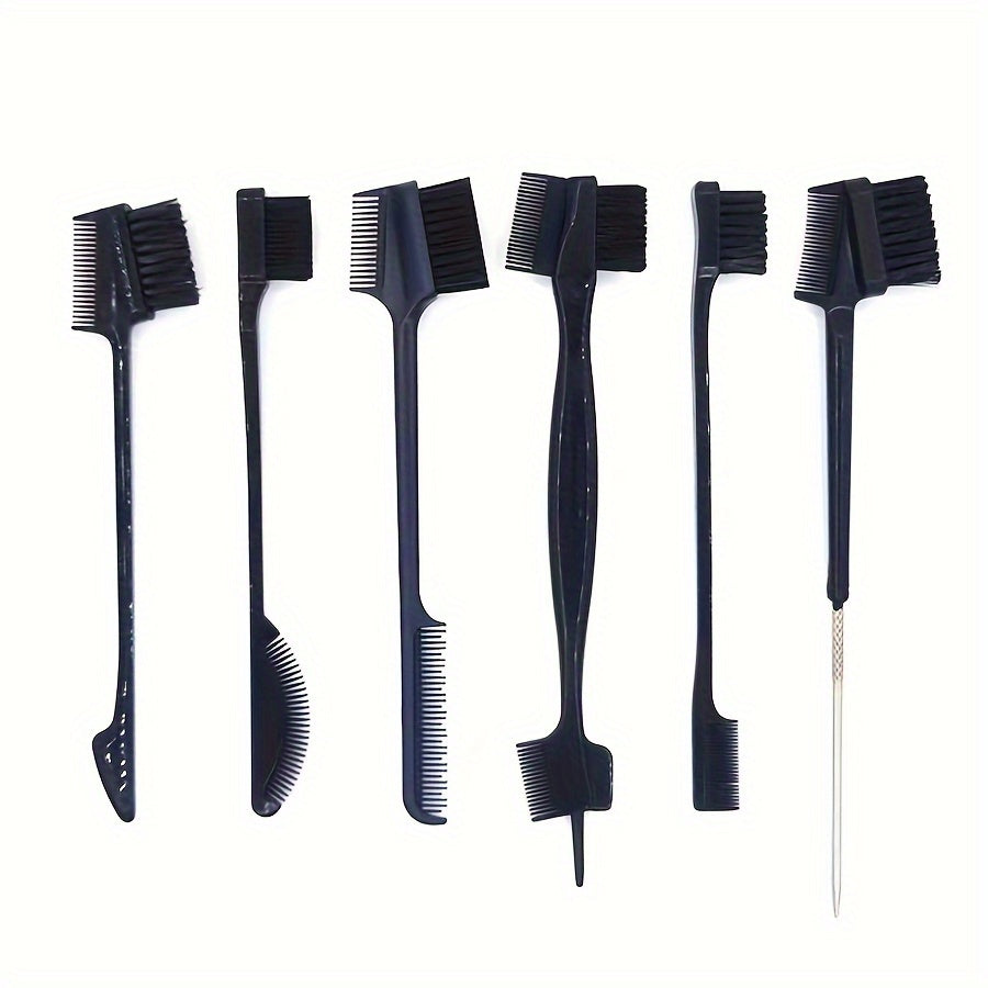 6pcs/set Double Head Brush Styling Accessories Kit: Hair Edge Brush