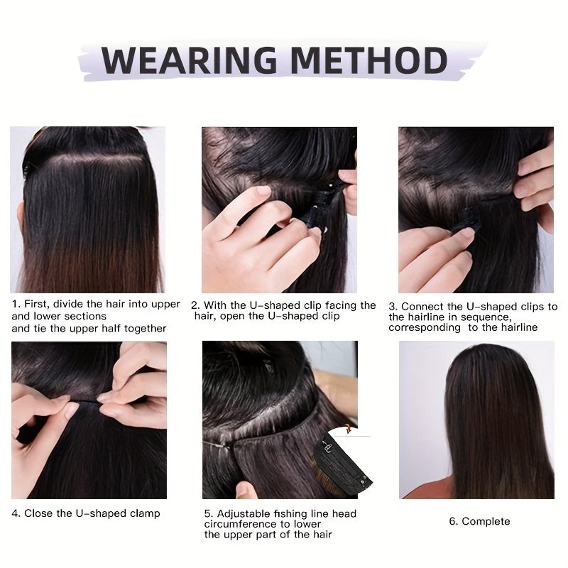 Invisible Thread Hair Extension Clip-in Synthetic Wig 20 Inches