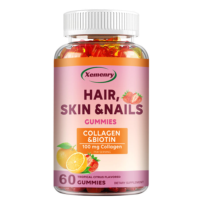 Hair Skin & Nails - with Collagen, Biontin, Vitamin C and E, for Men and Women - 60 Gummies