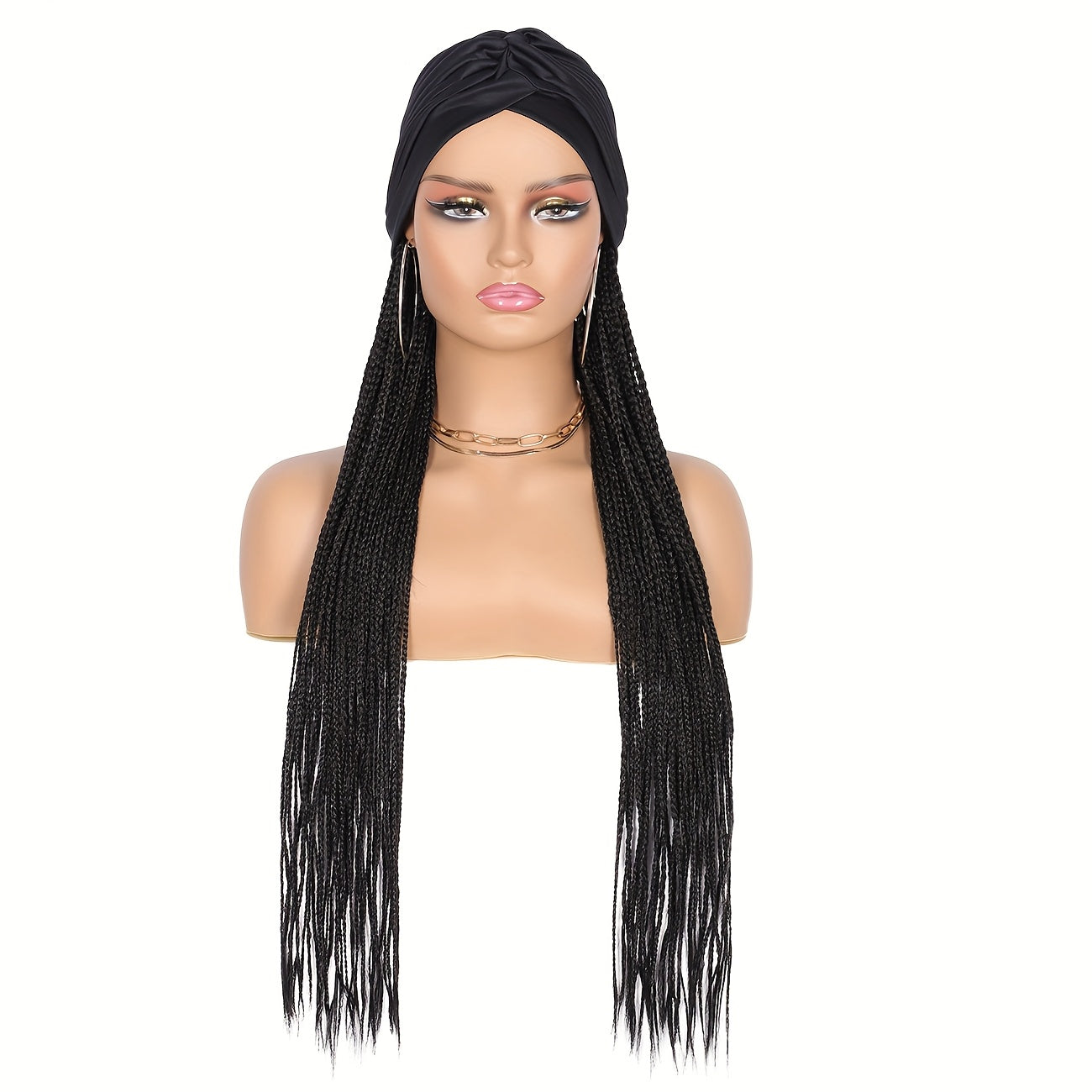 24 Inch Yaki Straight Braided Headband Wig for Women, Japanese Low-Temperature Fiber, Black & Light Brown, Daily Cosplay Wear, Basic Style