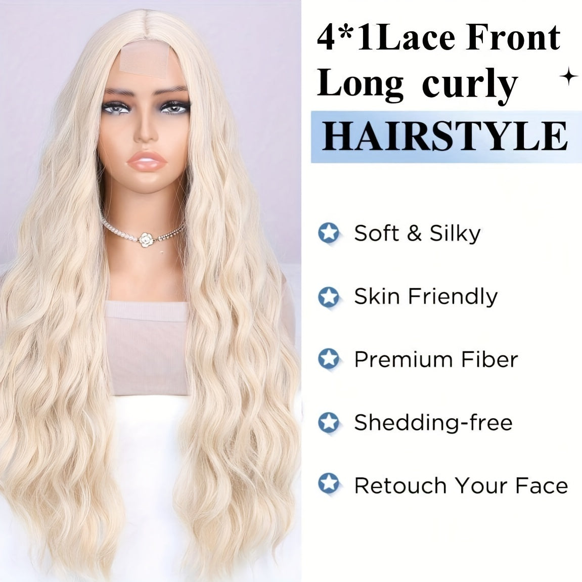 4*1 Lace Front Wig Long Body Wave Lace Wig 30 Inch Synthetic Wig
