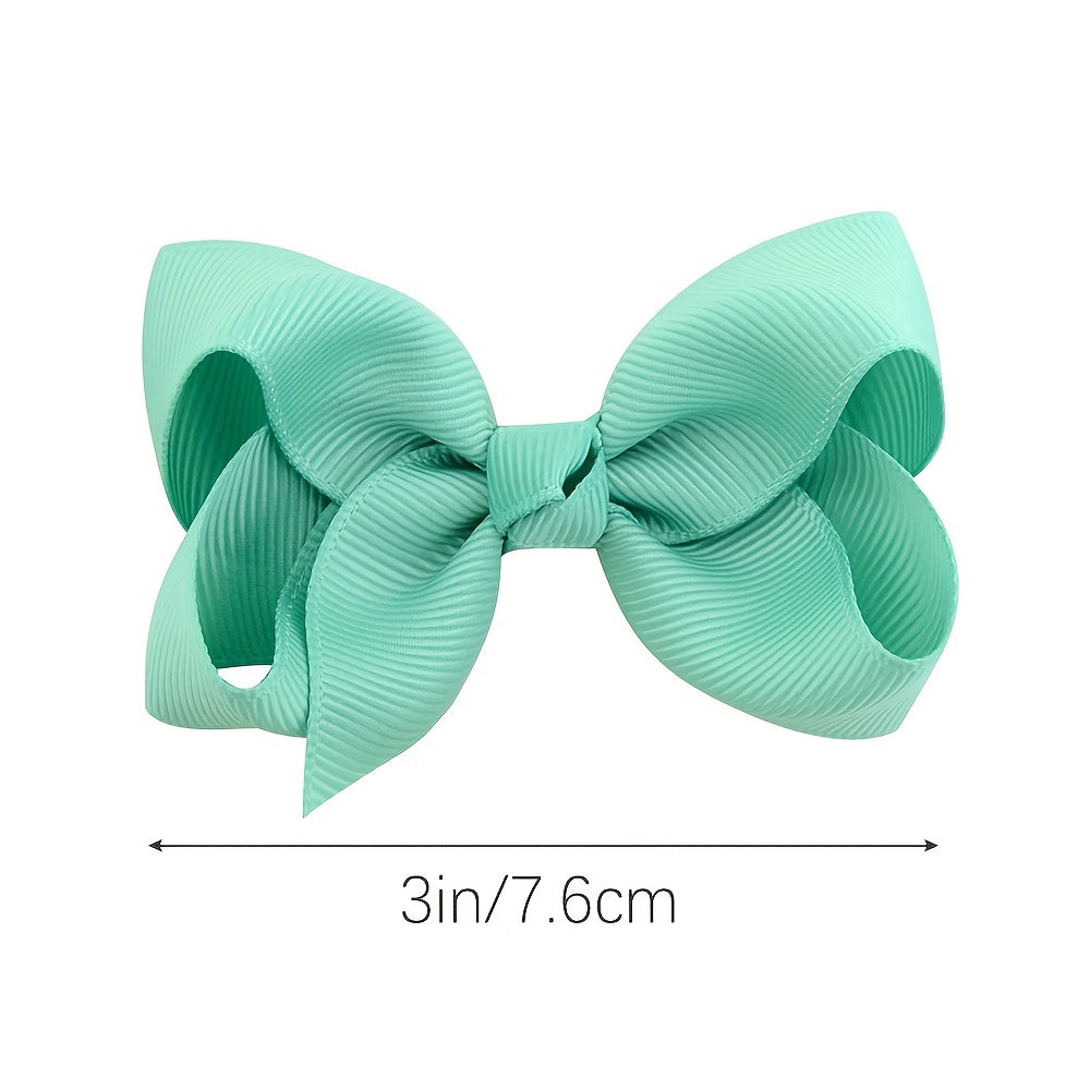 30pcs Candy-Colored Bow Hair Clips for Girls