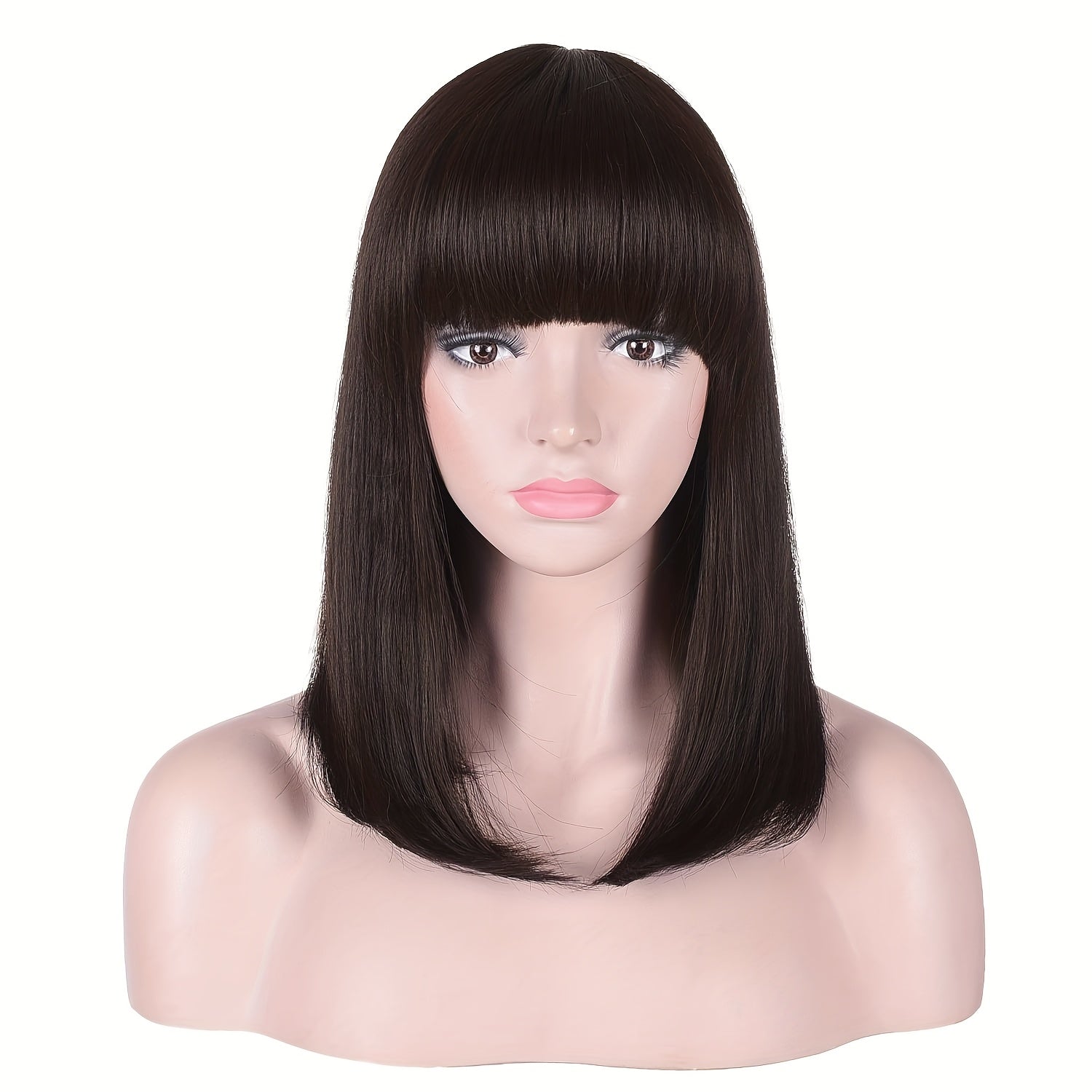 16 Inch Short Straight Wigs Brown Bob Wig