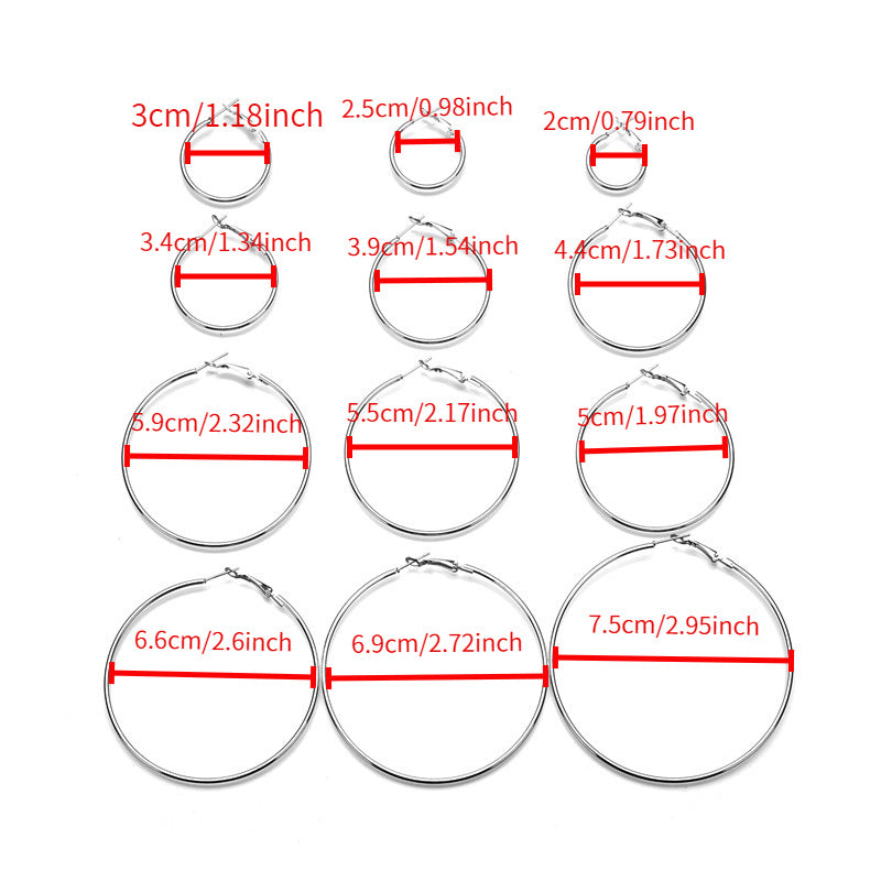 24pcs 18K Golden Plated Alloy Hoop Earrings Set