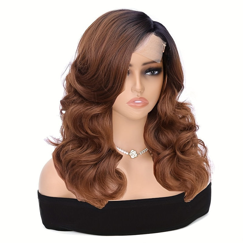 Stunning 16-Inch Loose Wave Bob Wig - High-Temperature Fiber Synthetic Curly Hair with 4x1 Lace Area for Secure Fit - Versatile Body Wave Style for Daily Wear and Glamorous Parties