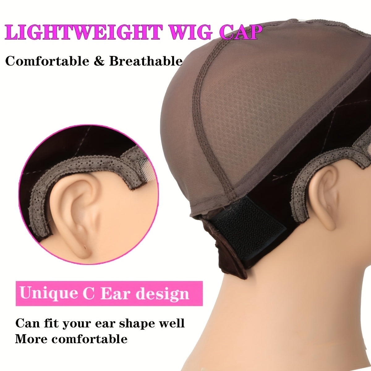 Women'S Adjustable Non-Slip Lace Wig Cap with Ear Notches, Comfortable GripFleece Technology, Transparent 4x5 Headband for Silicone Wig Fixation
