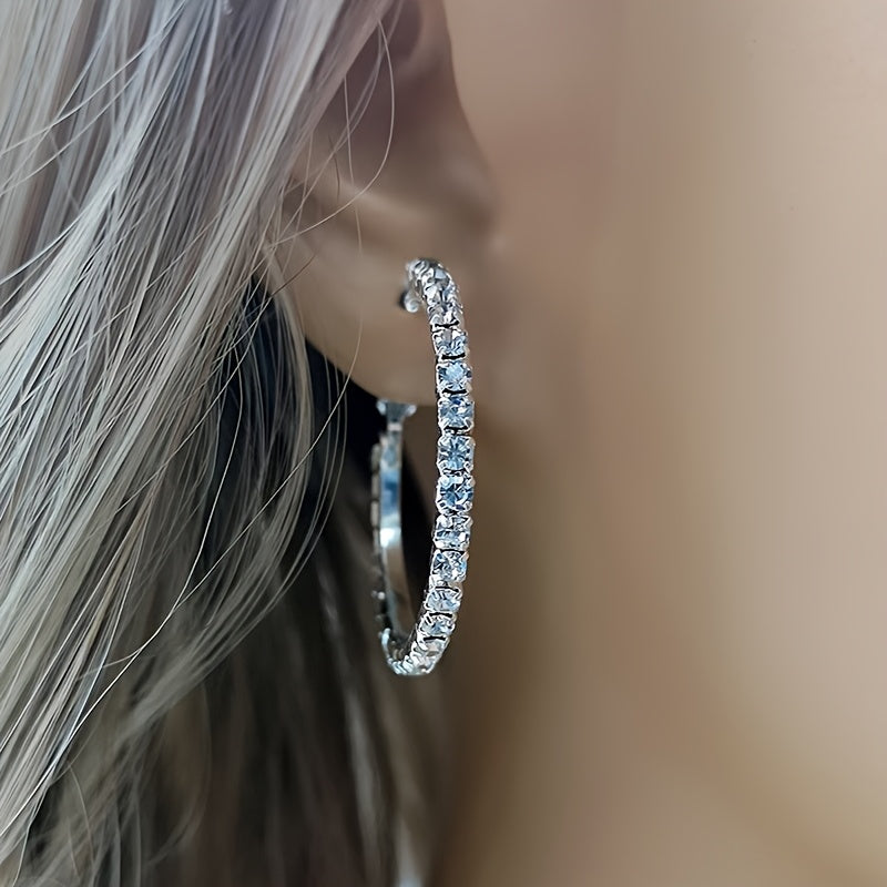 Fashionable Silver-plated Large Hoop Earrings