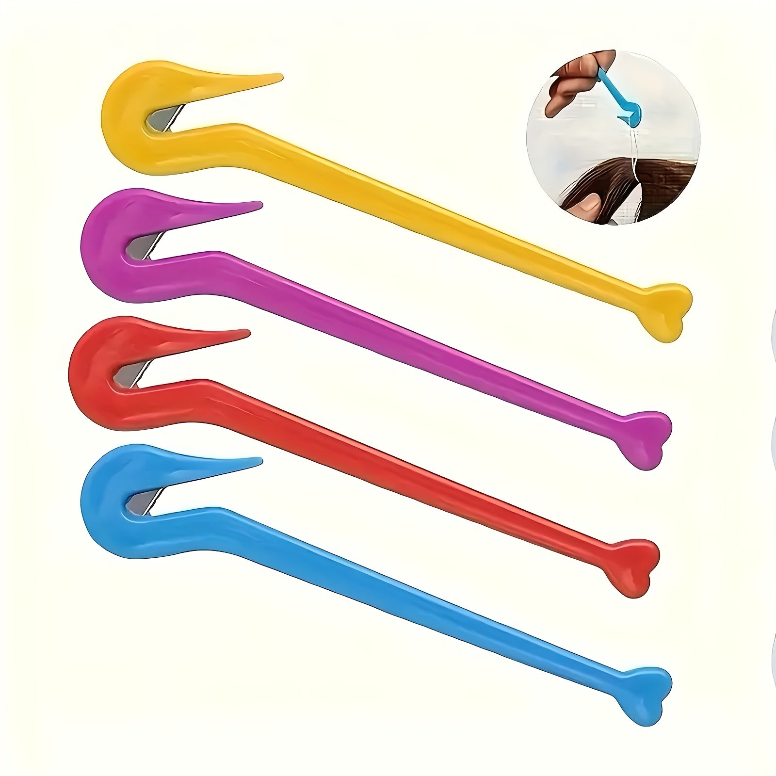 A Set of 4 Elastic Band Removers, Elastic Rubber Band Cutters, Convenient Tools for Removing Disposable Rubber Bands.