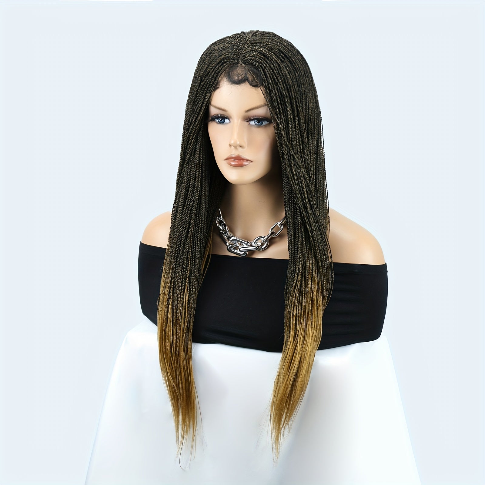 22-inch Women's 4X4 Lace Front Twist Braided Wig, Ri Fiber Synthetic Hair, Basic Style, Versatile Lace Area, All-Purpose Wig