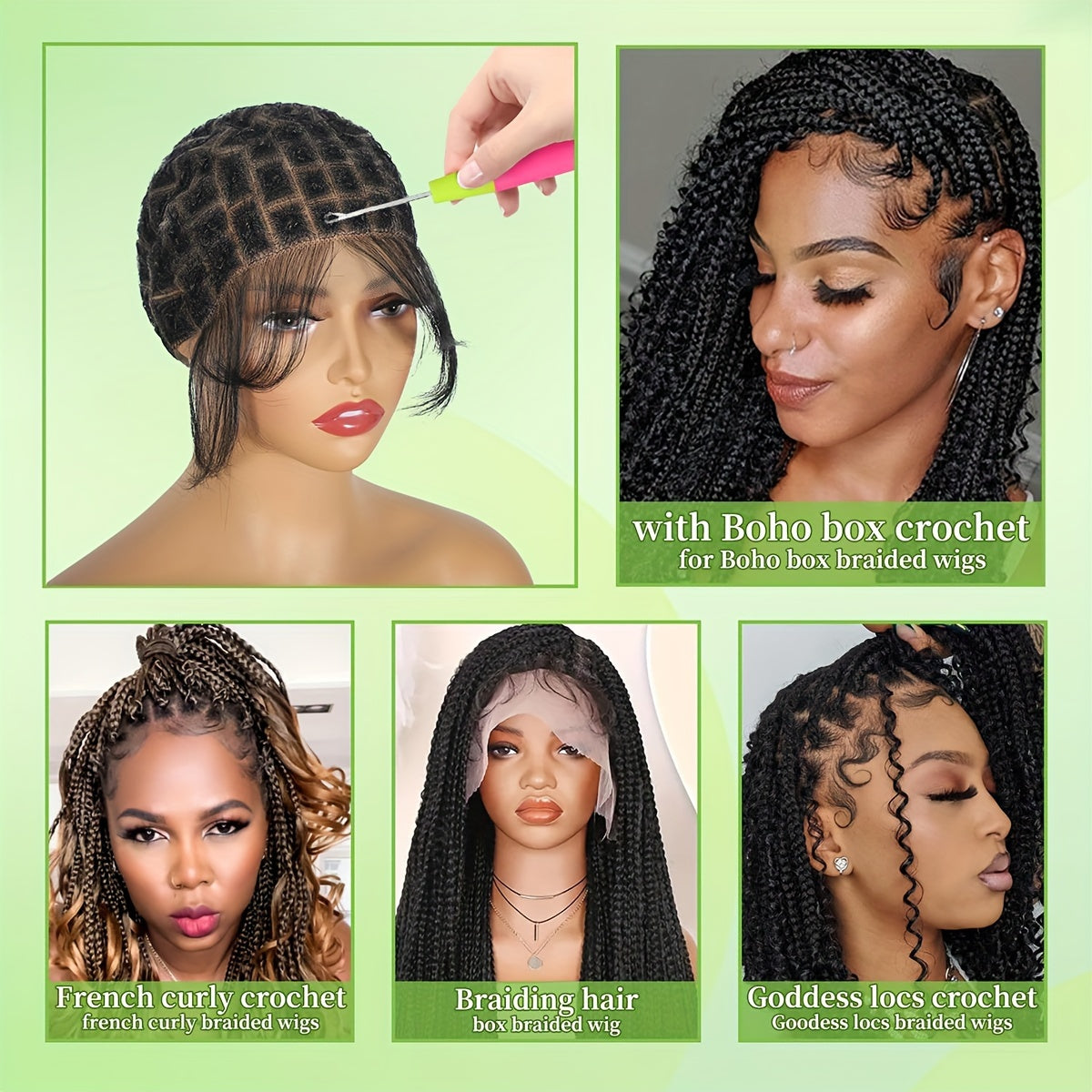 Women's Full Lace Wig Cap for Crochet Braids - 120 Sections Double Lace