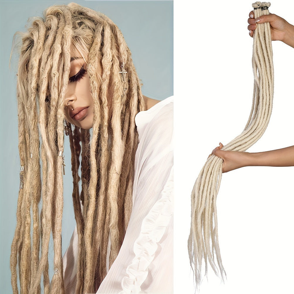 Crochet Dreadlocks Extension 36 Inch Synthetic Synthetic Hippie Single Ended Dreads Locs Hair 10 Strands/Pack Thin Soft Reggae Hair Hip-Hop Style Dread Extension Long Crochet Braiding Hair Blonde/Black Backcombed Extensions F