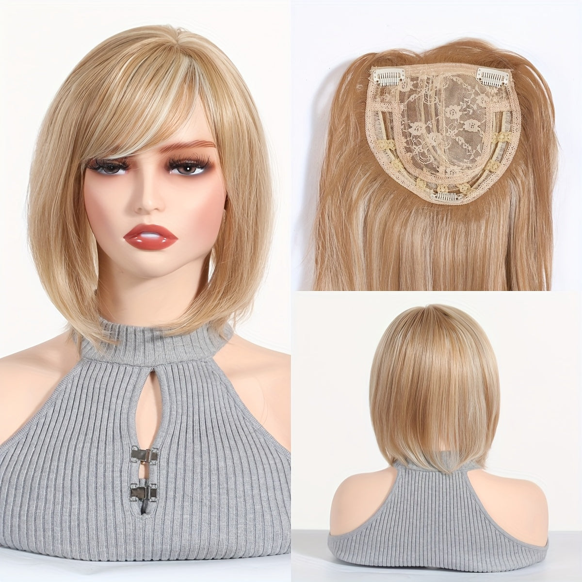 Elegant Women's Short Straight Hair Topper - Natural Look, Breathable Net Cap