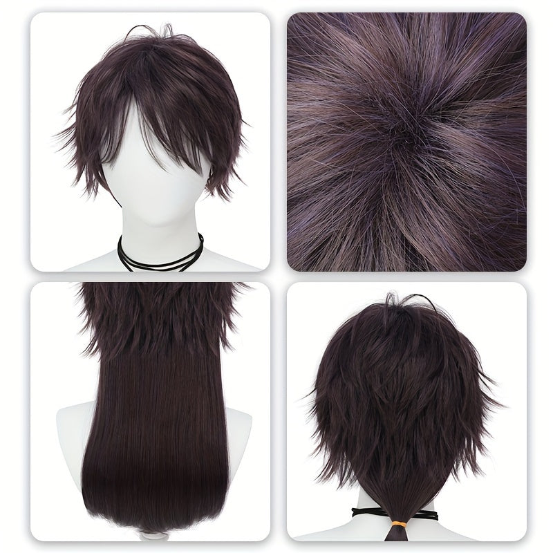 Purple Ombre Short Hair Synthetic Fiber