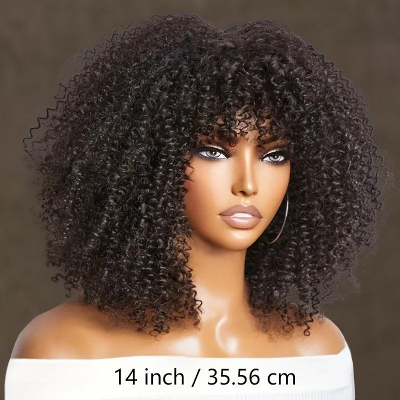 [Heat Resistant Afro Curly Wig] 16" Heat Resistant Afro Curly Wig For Women - Short Kinky Synthetic Hair, Perfect For Daily Wear & Parties