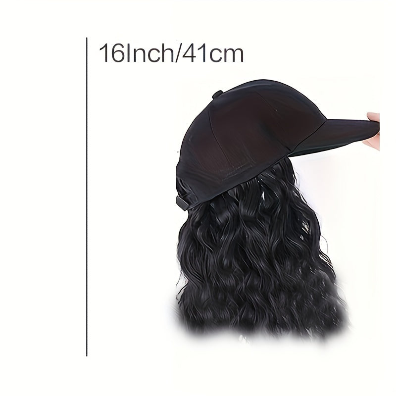 Hat Wig Medium Long Curly Wavy Wig For Women Synthetic Wig Beginners Friendly Heat Resistant For Daily Use Halloween Christmas