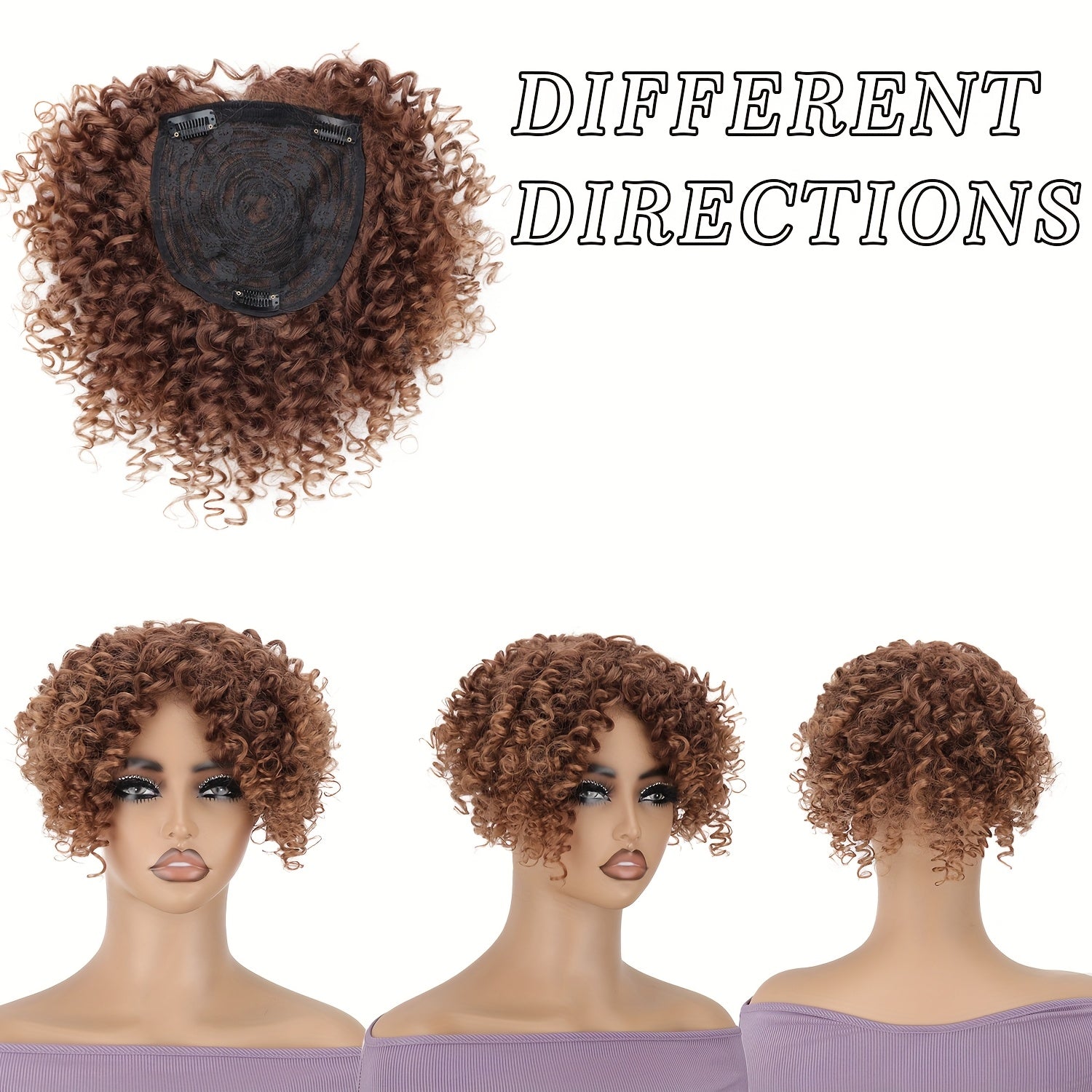 Volumizing Afro Curly Hair Topper for Women - High-Temperature Resistant Synthetic Hairpiece