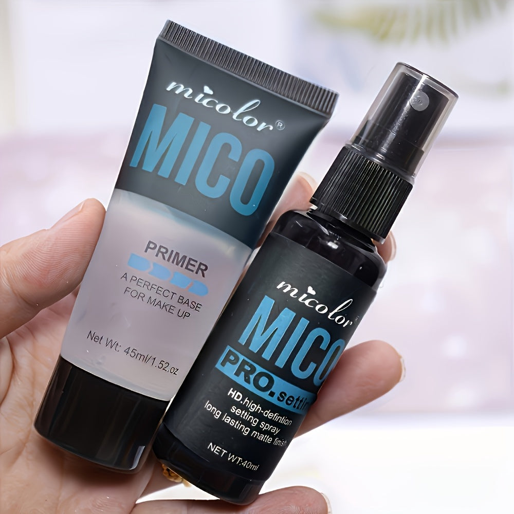 4pcs Mico Primer & Makeup Setting Spray Set - Natural Finish, Creamy Texture in White Shades - Ideal Valentine's Gift for Flawless Skin, Primer Collection|Minimalist Beauty Product|Natural Finish Spray