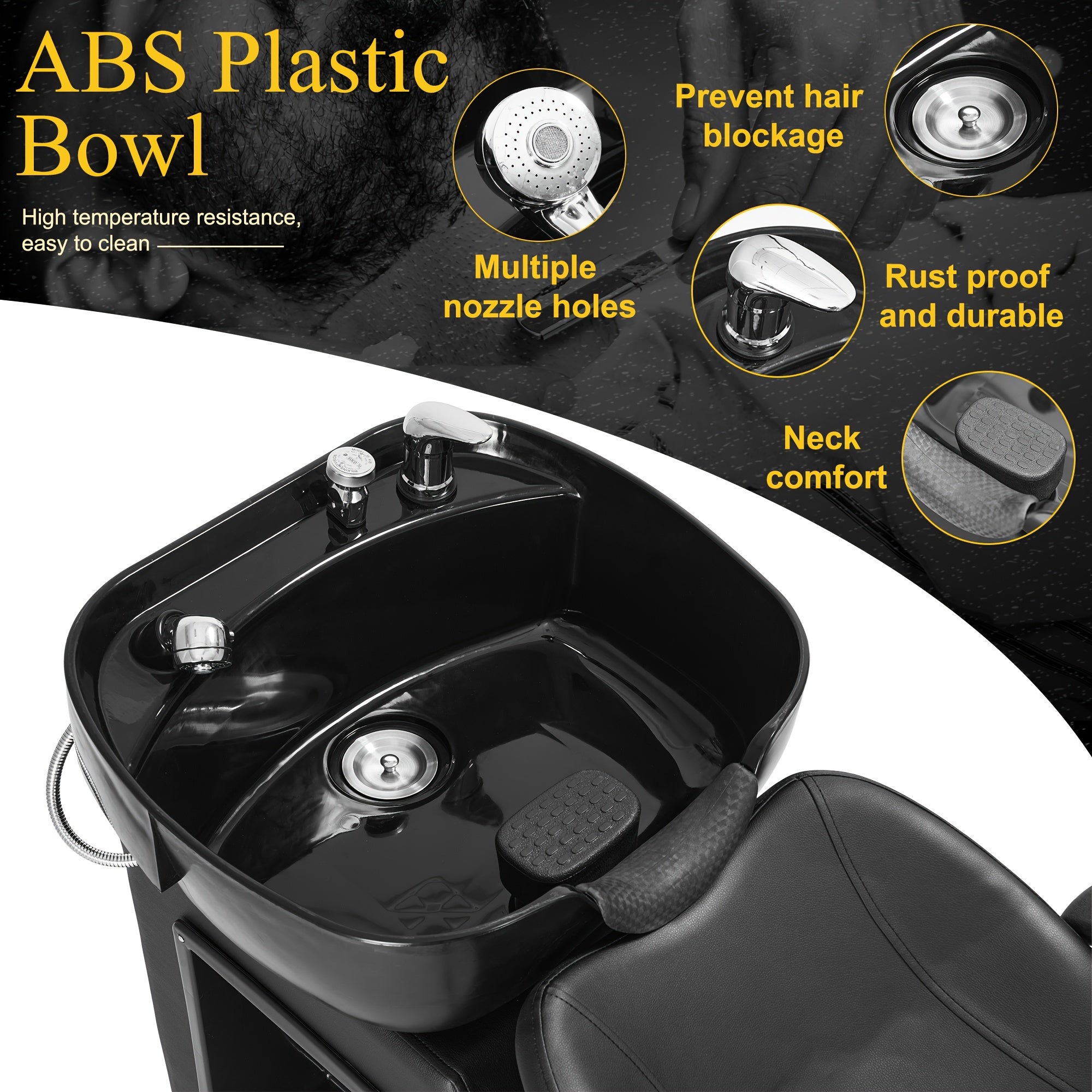 New Backwash Barber Chair ABS Plastic Shampoo Bowl Sink Unit Station