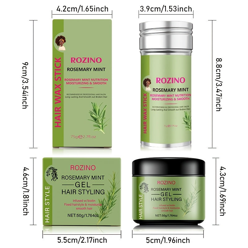 2pcs Rosemary Hair Care, Rosemary Mint Hair Styling Gel, Rosemary Hair Wax Stick, Moisturizing and Hydrating, Soft and Smooth, Hair Styling, Taming Split Ends, Suitable for All Hair Types, ROZINO