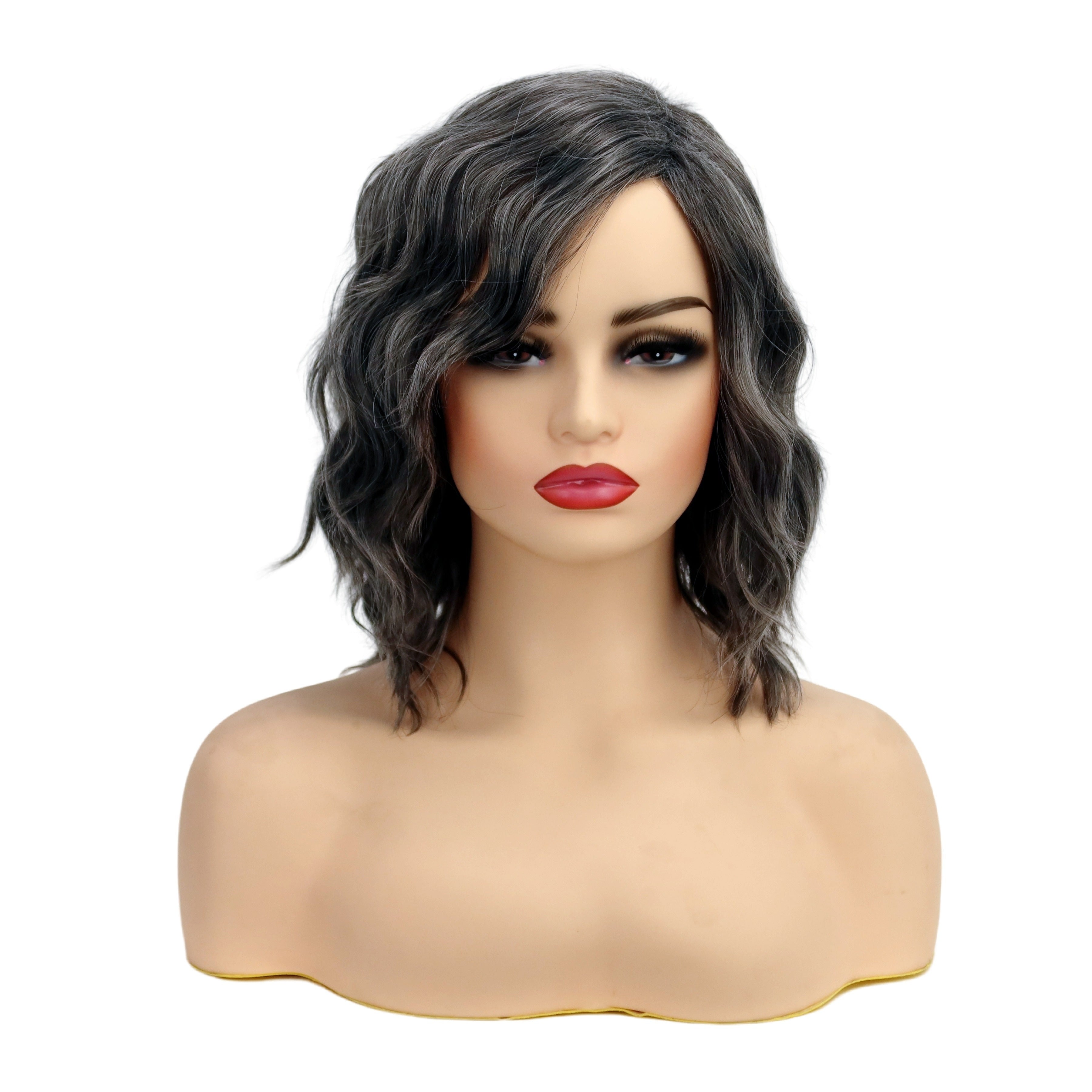 [Gray Wavy Ladies' Wig] Elegant Ladies' Gray Wavy Wig, Fashionable Layered Fluffy Wig, Suitable For Halloween Parties, Daily Dressing For Women