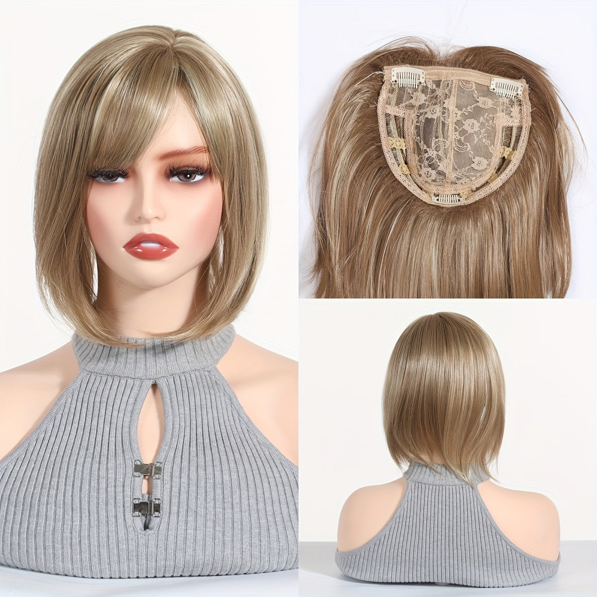 Elegant Women's Short Straight Hair Topper - Natural Look, Breathable Net Cap