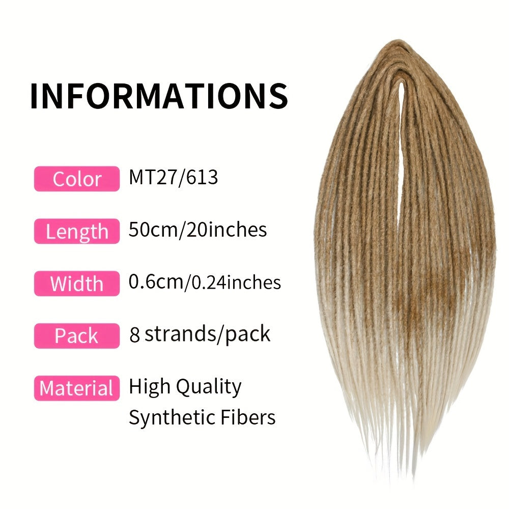 8-Pack Unisex High-Temperature Fiber Dreadlocks Extensions, 20-inch