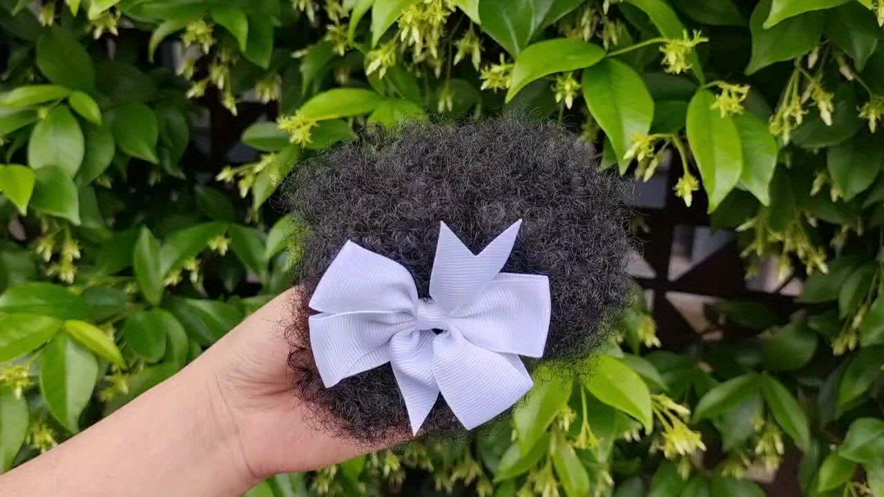 set 1pc/2pcs hair buns 4inch small size adorable hair buns with colorful hair bows hair extension party hair styling with bows hair buns with bows adorable hair with elastic hairties