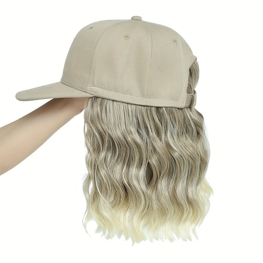 Chic Short Wavy Synthetic Hair in Mixed Brown Blonde 8' Hat Wig