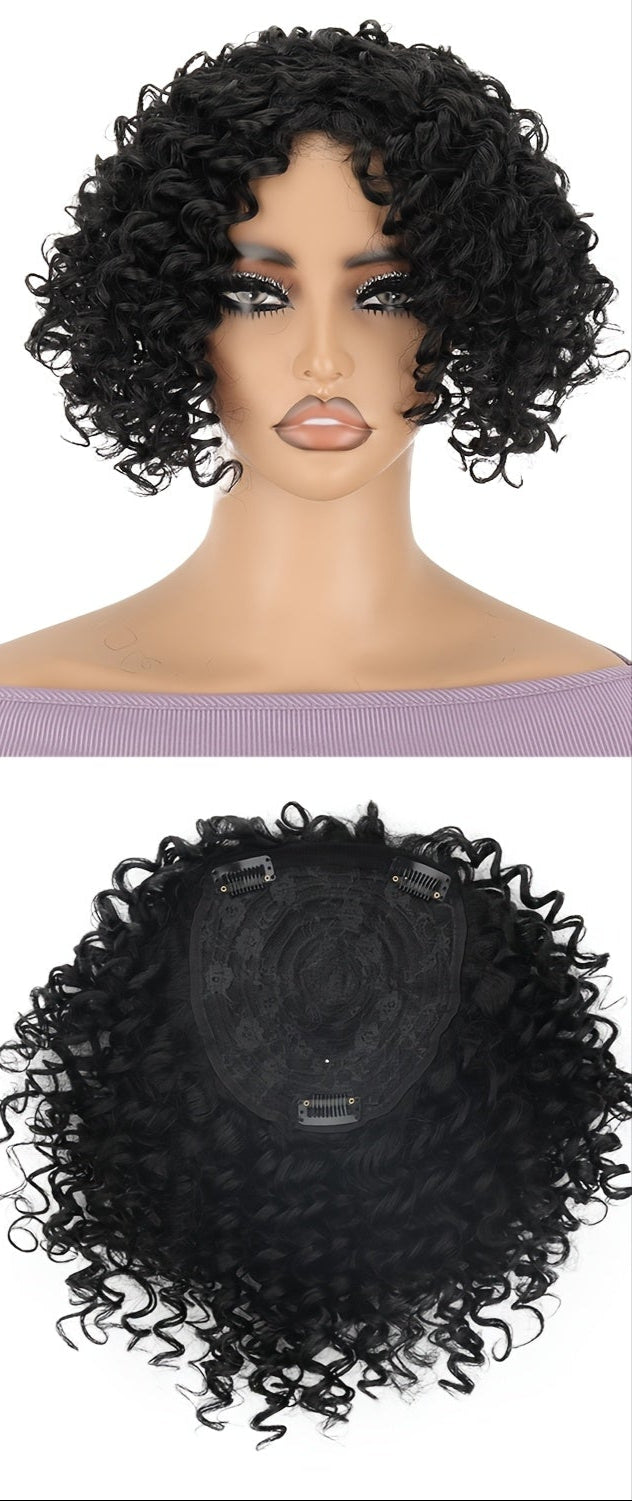 Volumizing Afro Curly Hair Topper for Women - High-Temperature Resistant Synthetic Hairpiece