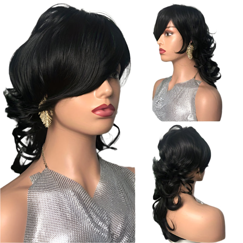 Women's Synthetic Mullet Wig, Curly Wave Pixie Cut Style