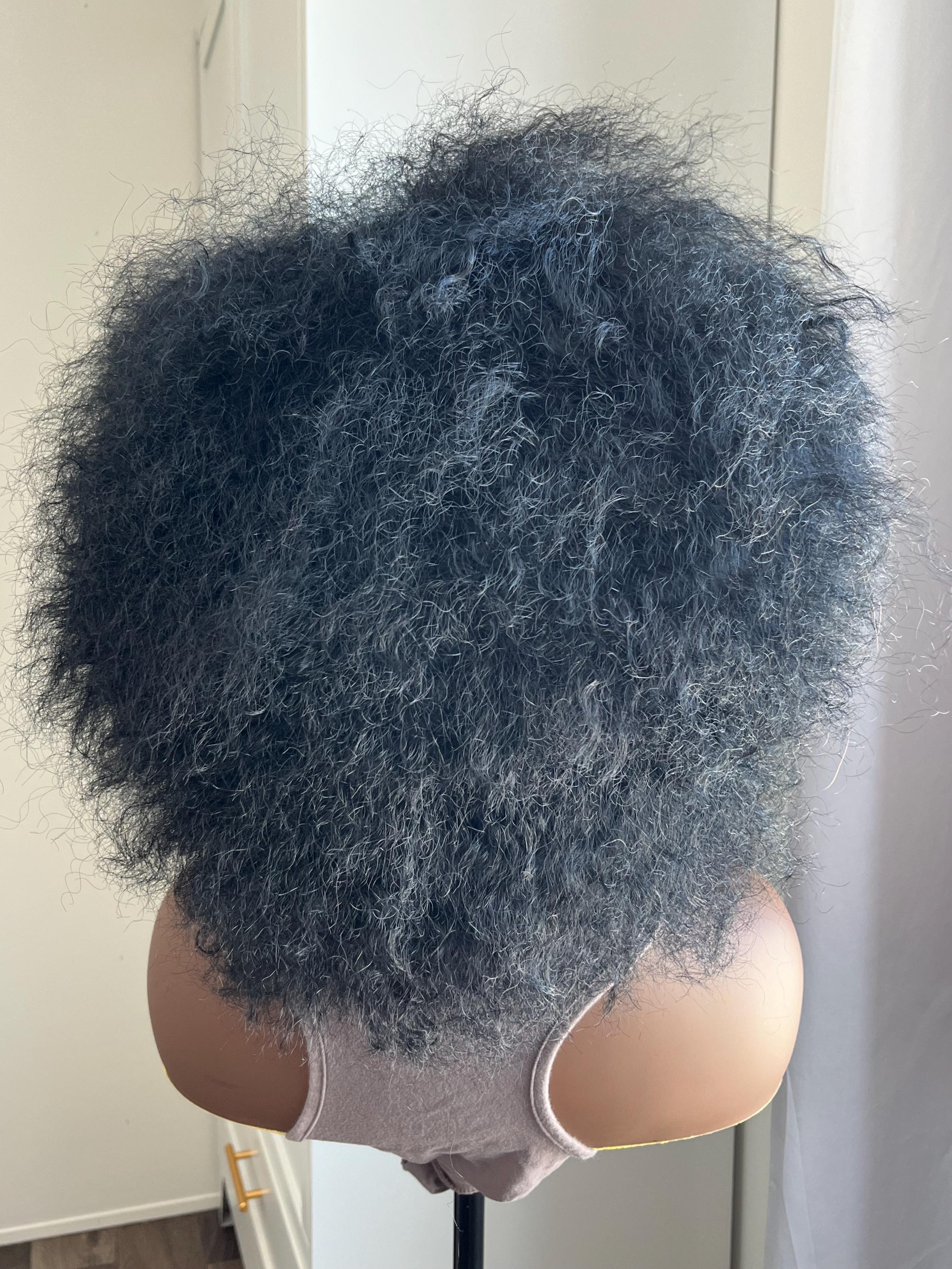 Kinky straight fluffy Afro wig chemo hair loss alopecia African American women black woman