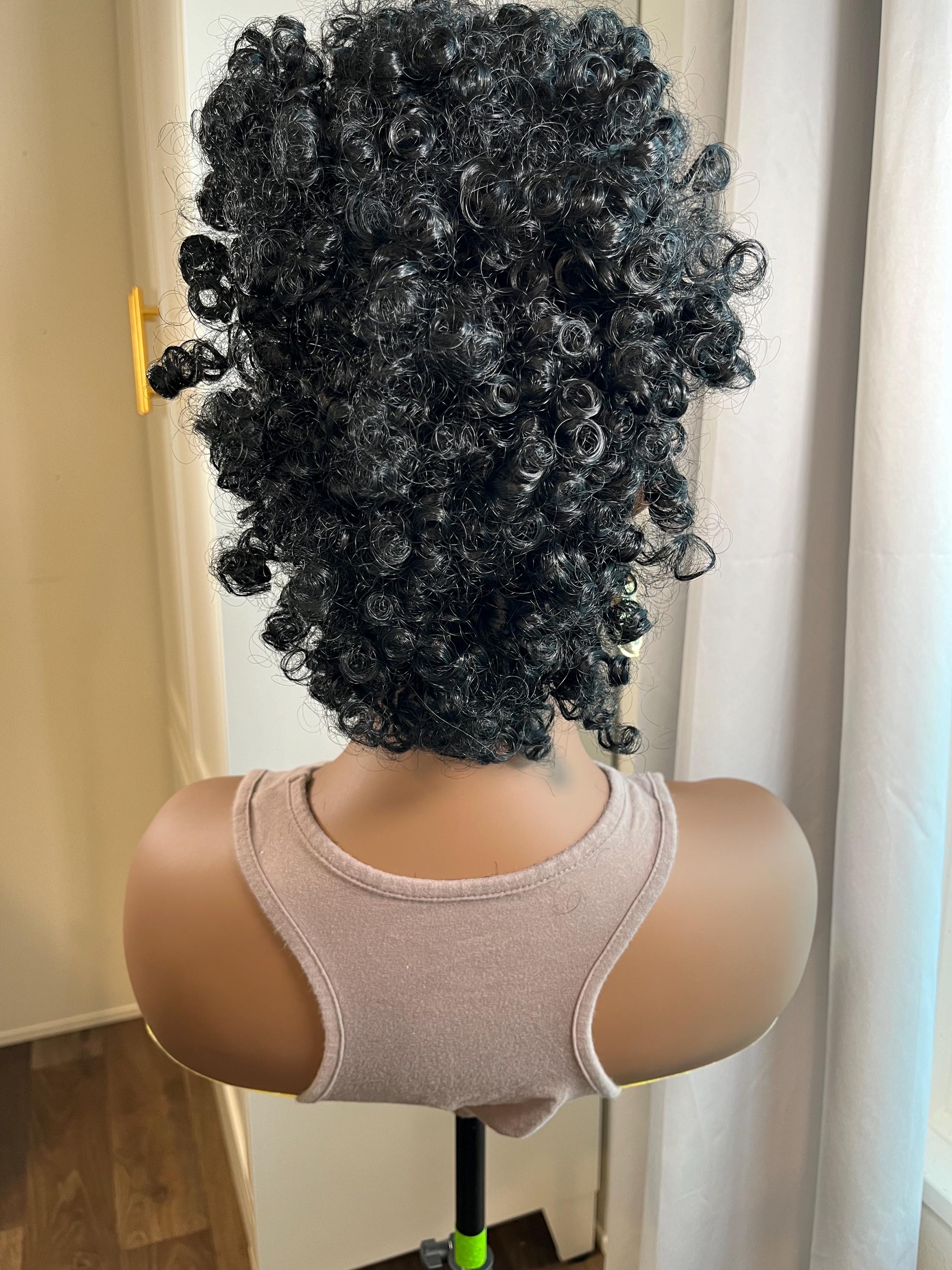 Black wig toppers| Easy and Quick | Premium Synthetic Fibers | curly Mohawk | locs | curly bang and bun